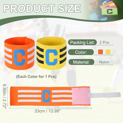 Captain Arm Bands for Soccer, Soccer Captain C Armband, Classic Striped Elastic Protective Arm Badge Player Bands - color: Orange/Yellow