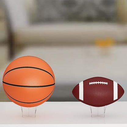 Acrylic Large Ball Stand Holder 4.7x2.6 Inch, 2-Pack Display Stand for Football Basketball Soccer, Clear Volleyball Rugby Case Rack - size: 4.7x2.6 inch