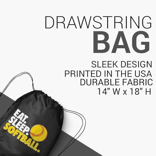 ChalkTalkSPORTS Softball Sport Pack Drawstring Bag | Eat Sleep Softball | Black