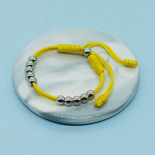 Golf Score Counter Bracelet, 10 Stainless Steel Beads, 2mm Cord Adjustable Golf Stroke Tracking Baseball Swimming Sport Golf Gift for Men and Women - style: Yellow