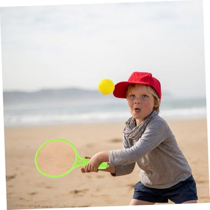 Kisangel Tennis with Balls Durable Outdoor Sports Racket for Boys and Safe Plastic Mini Tennis Racket for Parent Play and Skill Development Green