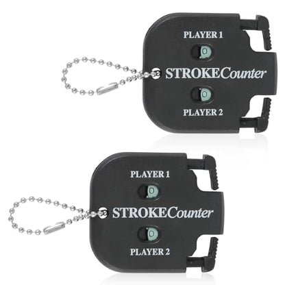 PEUTIER 2pcs Golf Stroke Counter, Mini Golf Ball Shot Clicker Counter Black Golf Score Keeper Swing Scoreboard Accessories with Dial Reset Tool Key Chain for Different Kinds of Competitions and Games