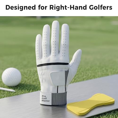 Golf Wrist Training Glove, Golf Grip Trainer - Glove Men Left Hand, Wrist Brace for Eliminate Slices Hooks, Swing Training Aid - Improve Wrist & Grip Position for Right-Handed Beginners