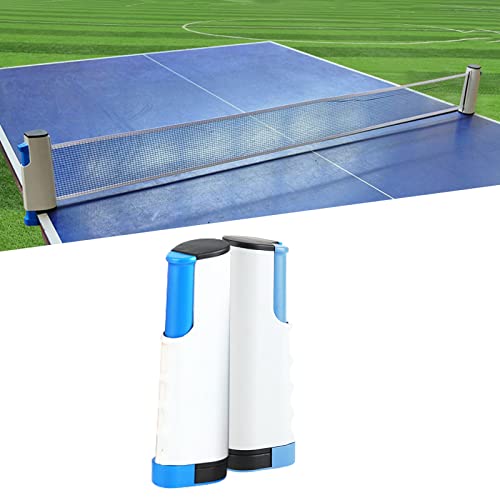 Tyenaza Retractable Pong Net, Portable Table Tennis Net and Post Set, for 66.9in Wide Tables Grey Blue(13.8x19cm)