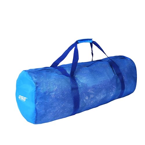Blue Heavy-Duty Large Mesh Sports Duffle Bag, Dry Bag, Diving Equipment Scuba Bag with Zipper. Great for Gym Workout, Sport Balls Storage, Scuba Gear, Snorkeling, Water Sports and Travel - color: Blue, style: 1-pack