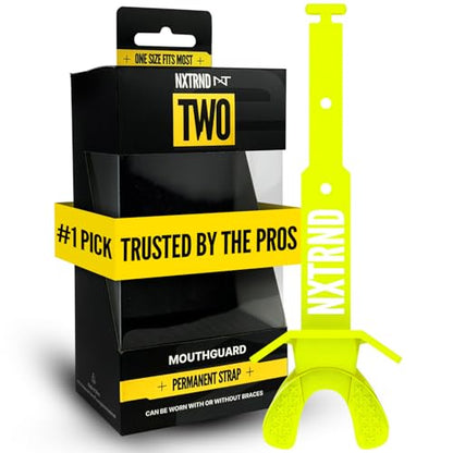 Nxtrnd Two Football Mouth Guard, Football Mouthpiece with Strap, Fits Adult & Youth (Neon Yellow) - color: Neon Yellow