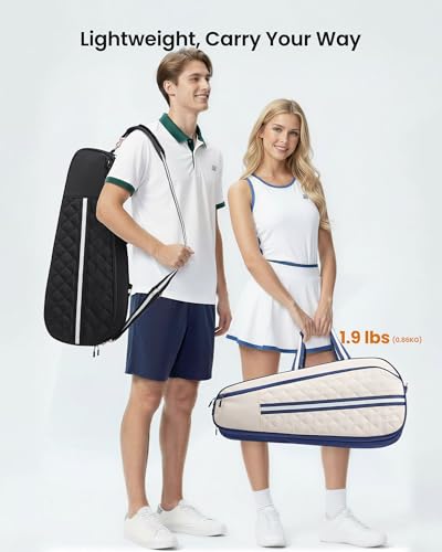 Tennis Bag for Women & Men, 3-6 Rackets Tennis Racket Bag with Shoe Compartment & Insulated Pocket, Water-Resistant Gym Bag, Perfect Tennis Accessories for Court Training & Daily Use - color: Navy Blue - Beige
