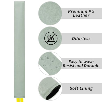 Golf Alignment Stick Cover Premium Leather Perfect Cover for Alignment Sticks Classic Blank Direction Rod Design Alignment Sticks Holder Golf Club Protector Holds 2 Sticks. - color: Grey Green