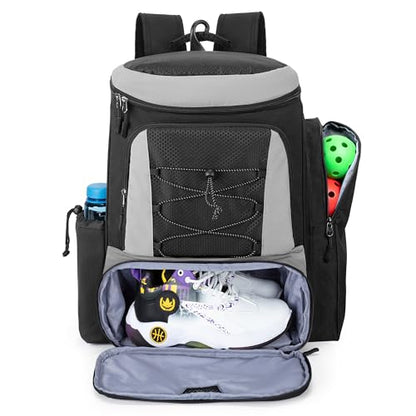 GOBUROS Pickleball Paddle Bag Backpack for 4 Rackets with Fence Hook, Pickleball Equipment Bag with Shoe Compartment for Men Women, Bag Only