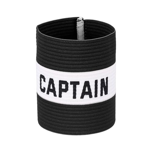 Captain Armband Soccer Captain Arm Bands Elastic Adjustable Leader Armbands Team Sport Rugby Player Band for Football - color: Black/White, size: 4.1x3.4 Inch