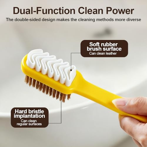 Suede Shoe Brush and Eraser,2 in 1 Scrub Suede Shoe Brush, Rubber Polish Eraser with Soft Plastic Bristles for Nubuck Cleaning (Plastic Handle/2pcs) - color: Plastic Handle/2pcs