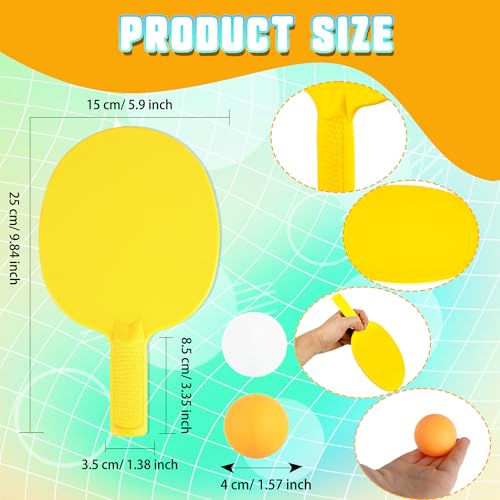 8 Pcs Plastic Table Tennis Paddles with 8 Balls Portable Ping Pong Paddles Rackets Unbreakable Plastic Textured Table Tennis Training Toys for Kids Beginner Adult Outdoor Equipment