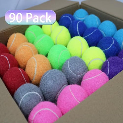 SHYUJAJIE Tennis Balls, 90 Pack Training Tennis Balls Bulk, High Elasticity Practice Tennis for Beginner, Exercise Playing Balls for Pet Dog
