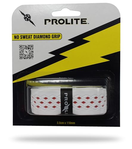 No-Sweat Diamond Grip for Pickleball Paddles, Tennis, Racquetball - color: White w/ Red Underlay, size: 1-Pack