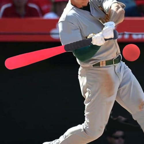 Kids Foam Baseball Bat and Ball T Ball Set Lightweight Soft Handle Children Softball Baseball Bat for Game Learning - color: Red