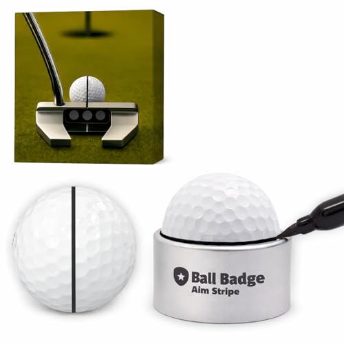 Ball Badge Aim Stripe - 360 Degree Golf Ball Line Marker Kit with Golf Bag Attachment for Perfect Alignment and Precision Putting - color: Silver