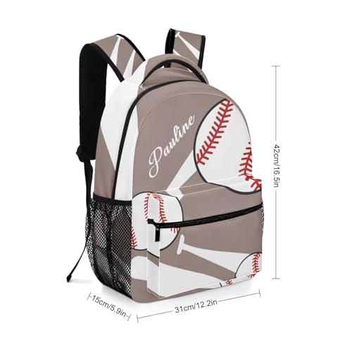 Baseball Sport Brown Personalized School Backpack for Teen Kid-Boy/Girl Primary Daypack Travel Bookbag - color: Option 21