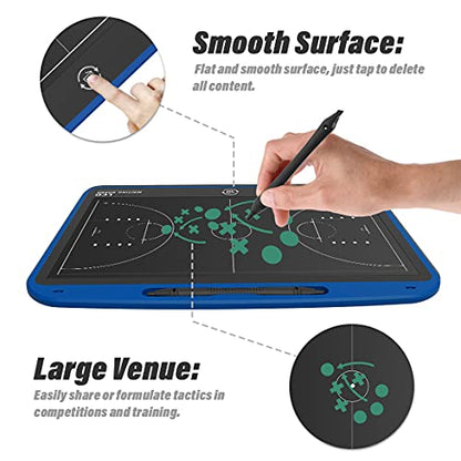 13.5'' Electronic Football Tactical Board, Basketball Coaching LCD Soccer Strategy Board With Stylus Pen, Marker Training Writing Tablet Coach Gifts - color: Basketball Blue