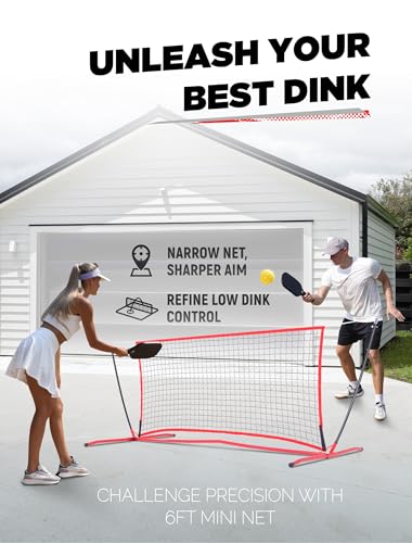 Pickleball Practice Rebounder: 2in1 Pickle Ball Equipment for Solo Practice, Rebounder Training with Targets, 6FT Mini Pickleball Net for Backyard, Driveway, and Garage