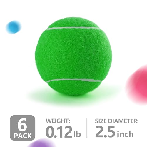 PHOEPET 6-Pack Tennis Balls for Beginner Training Practice- Bulk Dog Balls for Fetch Chew Toys(Mix Colors)