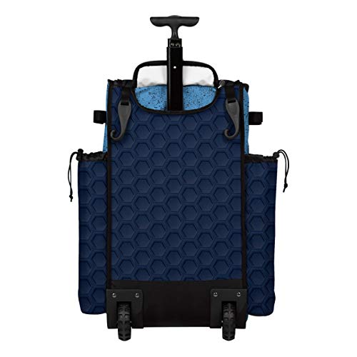 Boombah Rolling Superpack 2.0 3DHC Baseball/Softball Gear Bag - 23-1/2" x 13-1/2" x 9-1/2" - Multiple Colors - Telescopic Handle and Holds 4 Bats - Wheeled Version - color: Navy/Columbia