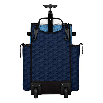 Boombah Rolling Superpack 2.0 3DHC Baseball/Softball Gear Bag - 23-1/2" x 13-1/2" x 9-1/2" - Multiple Colors - Telescopic Handle and Holds 4 Bats - Wheeled Version - color: Navy/Columbia