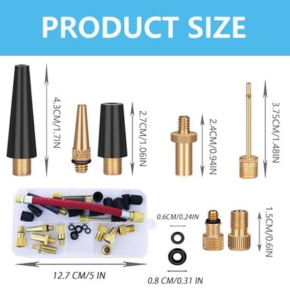 30 PCS Brass Ball Pump Needle Valve Adapter Set Bike Tire Pump Accessories for Gym Balloons Bicycles Red