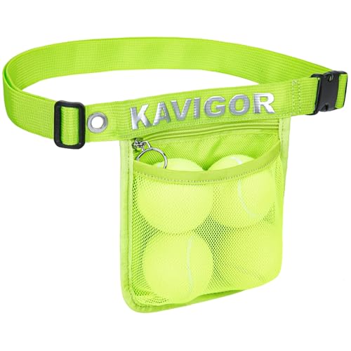 KAVIGOR Pickleball & Tennis Ball Holder Waist Pouch Holds 3-4 Balls, Multi-Functional Sports Belt Bag with Zipper Pocket and Carabiner - color: Green