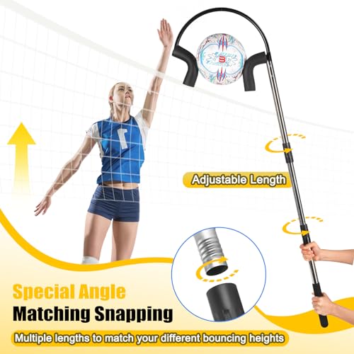 AugFir Volleyball Spike Trainer, Adjustable Length 55"-71" Volleyball Hitting Trainer, Double Arc Protection Quick Pickup Volleyball Training Equipment
