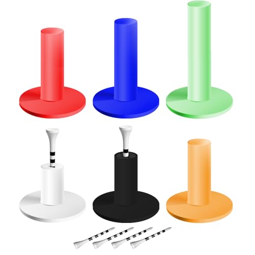 VIVIDLY Rubber Golf Tees for Mats & Driving Range & Golf Simulators - 6 Colors and 6 Sizes for Indoor Outdoor Backyard Home Office - color: 6 Colors, 6 Tees