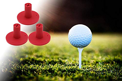 Golf Rubber Tee Holder Set for Golf Driving Range Tee Practice Tool Pack of 3 - color: Red