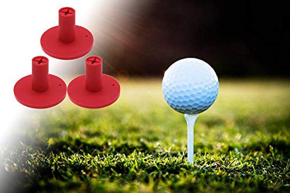Golf Rubber Tee Holder Set for Golf Driving Range Tee Practice Tool Pack of 3 - color: Red