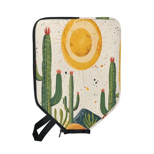 Pickleball Paddle Cover with Pockets and Handle Strap, Racket Sleeve and Ball Holder Organizer, 1 Pcs - color: yellow