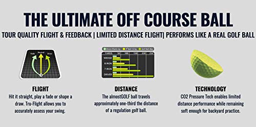 AG AlmostGolf Balls - Limited Flight Practice Golf Balls - (24 Pack) - Almost Golf Balls Foam Golf Training Aids for Indoor Or Yard Practice - Includes 24 AlmostGolf Balls with 5 Liberty Tees
