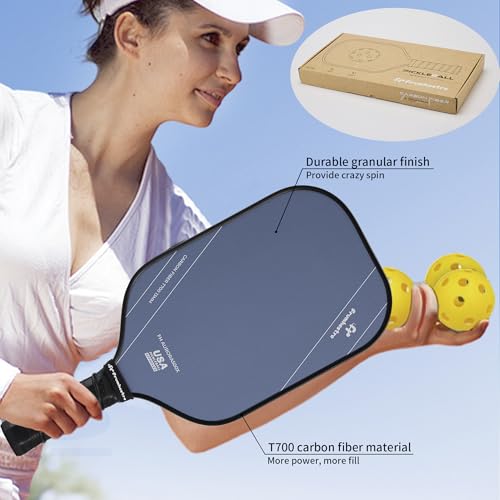 FH-500 T700 Pickleball Racket, 14MM Thick Two-Handed Offensive Pickleball Racket, Speed and Control - color: Dark Blue