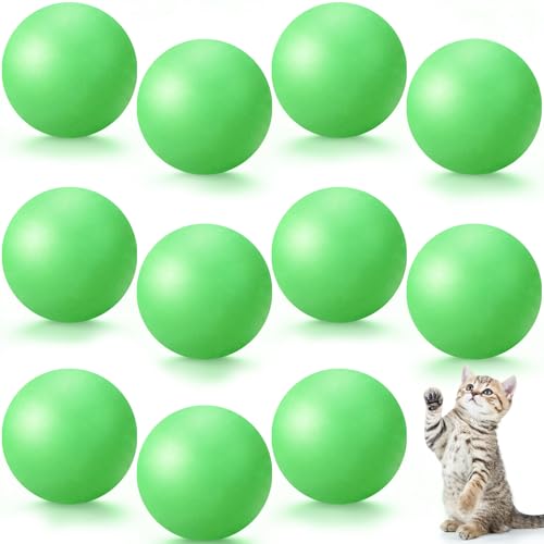 Hoteam 12 Pcs Cat Table Tennis Balls, 1.57 Inch Cat Ball Toys for Indoor Cats, High Bounce Table Tennis Balls, Interactive Bouncy Ball Toy for Kitten Cats Pets Playing Exercising Trainning(Green) - color: Green