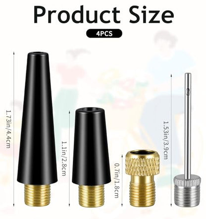 Air Pump Attachments, 4PCS Inflation Ball Pump Needles & Nozzle Adapters for Balloons, Bike Tires and Inflatable Toys, Basketball Pump Needles