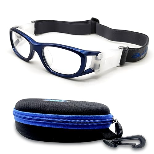 BLUE CUT Safety Basketball Goggles For Kids for Outdoor Sports Soccer Football Anti Fog Replaceable to Prescription Lenses - color: Blue