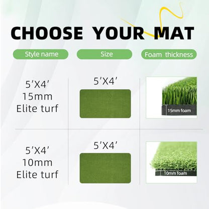 Golf Hitting Mat Indoor Outdoor, 5 * 4ft Thickened Golf Practice Mat with 3 Turfs for Backyard Swing,Driving Chipping Training