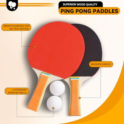 6x3 ft Mid Size Portable Ping Pong Table, Indoor Outdoor Folding Table Tennis Table, Table Tennis for Rec Room w/ 2 Paddles, 2 Balls, Game Net and Adjustable Feet, Sturdy Iron Frame (Blue)