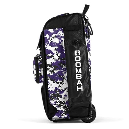 Boombah Rolling Catchers Superpack Baseball/Softball Gear Bag Digital Camo - 23-1/2" x 13-1/2" x 9-1/2" - Multiple Colors - Telescopic Handle and Holds 4 Bats - Wheeled Version - color: Black/Purple