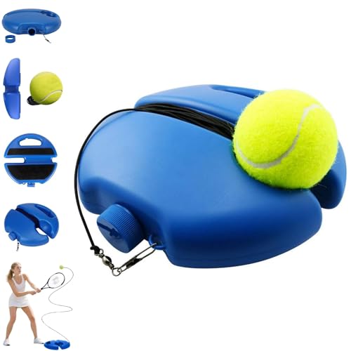 HISKI Tennis Ball Training Baseboard, Tennis Rebounder with Weighted Base, Tennis Trainer Ball with String, Portable Tennis Training Equipment Self Training Tool - color: Blue*1PC