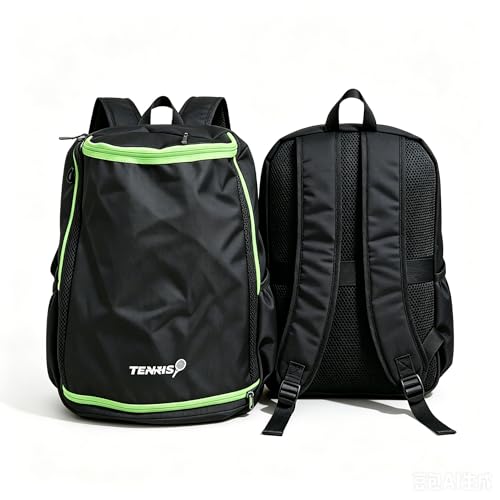 Tennis Bag Tennis Backpack for Women Men, Large Tennis Backpack 25L with Ventilated Shoe Compartment,Water-Resistant Sports Gmy Bag Fit for Pickleball, Badminton Court Training & Daily Use - color: Black