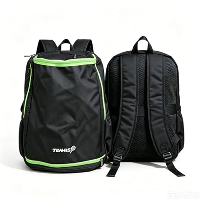 Tennis Bag Tennis Backpack for Women Men, Large Tennis Backpack 25L with Ventilated Shoe Compartment,Water-Resistant Sports Gmy Bag Fit for Pickleball, Badminton Court Training & Daily Use - color: Black