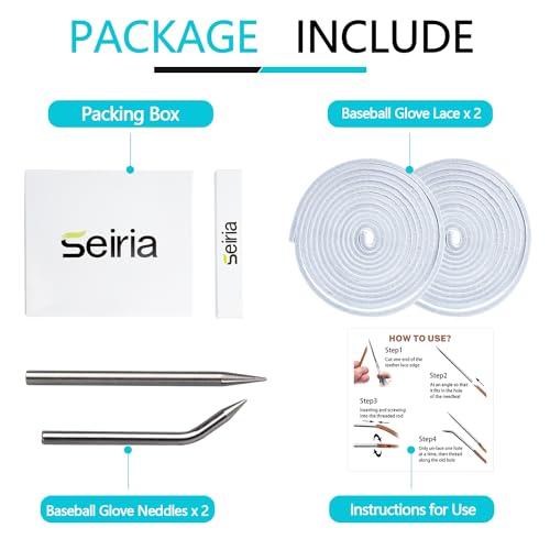 Baseball Glove Lace, Mitt Lace Repair Kit Softball 2 Leather Laces and 2 Lacing Needles for Catcher's Glove - color: White