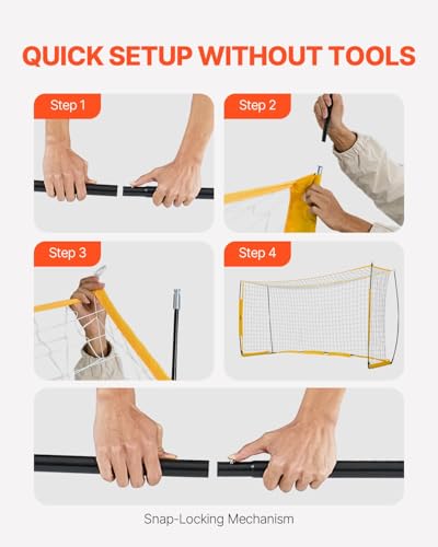 VEVOR Portable Soccer Goal, 12 x 6 ft Large Practice Soccer Net, Steel Fiberglass Structure Training Goal Set with Carry Bag, All-Weather Outdoor Use, for Backyards, Parks, School Fields - style: Fiberglass Rod Cube