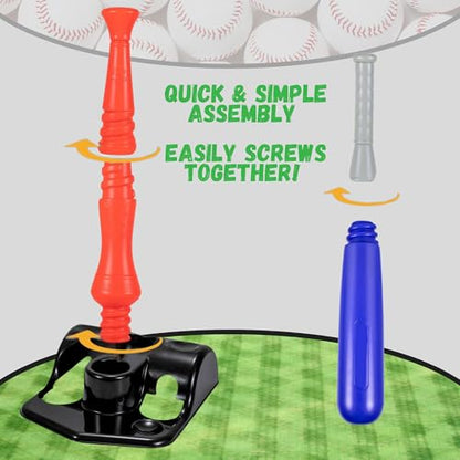 JOEY'Z Tball Set - T Ball Sets for Kids 3-5 & Toddler Baseball (Includes: Kids Baseball Tee, Oversized Bat & 6 Oversized Balls) Toddler Sports Toys Tball Set