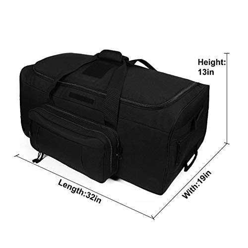 Heavy-Duty X-Large Military Tactical Wheeled Rolling Duffel Trolley Bag For Deployment Traveling Camping Sporting - color: Black