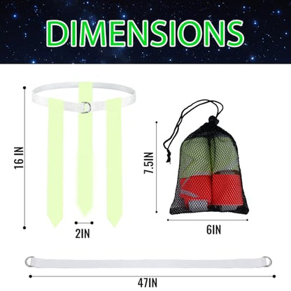Glow in the Dark Flag Football Belts Set: 4 Adjustable Belts 12 Football Flags, Easy Tear-Away Design, Football Gear for Kid Youth Adult, Perfect for Camping Yard Beach Games, Glow Party Accessories