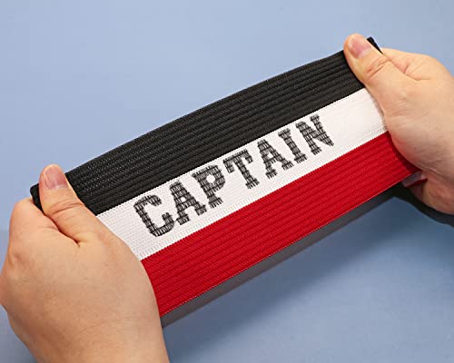 ONLYKXY Captain Armbands 9x30CM/3.54x11.81inch Adjustable Leader Armband for Soccer Basketball Volleyball School Team Competition Coach Players Wrist Arm Bands - color: Black+White+Red